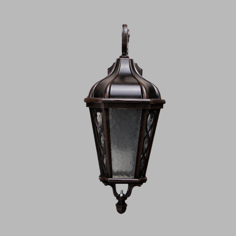 Country Black Water Glass Wall Mounted Lamp For Courtyard - 1-Head Urn Shaped Sconce Light With A