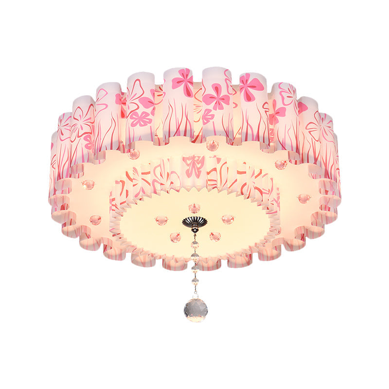 Acrylic Dual-Layered Flushmount Countryside Led Ceiling Lamp For Restaurants With Crystal Ball -