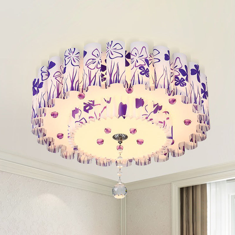 Acrylic Dual-Layered Flushmount Countryside Led Ceiling Lamp For Restaurants With Crystal Ball -