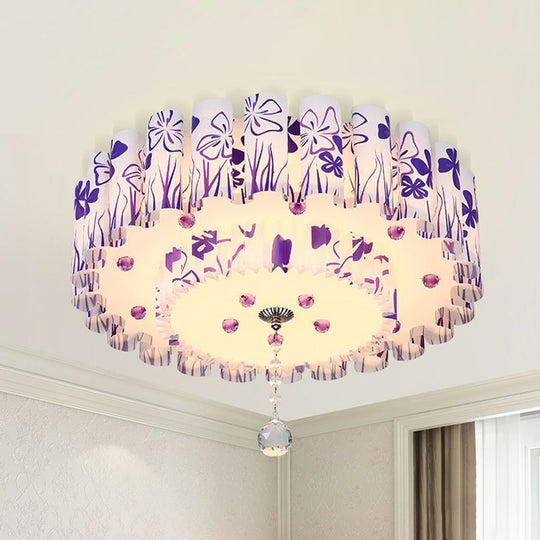 Acrylic Dual-Layered Flushmount Countryside Led Ceiling Lamp For Restaurants With Crystal Ball -