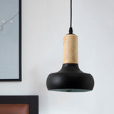 Nordic Style Iron Urn Pendant: Suspended 1-Light Ceiling Fixture Black Finish