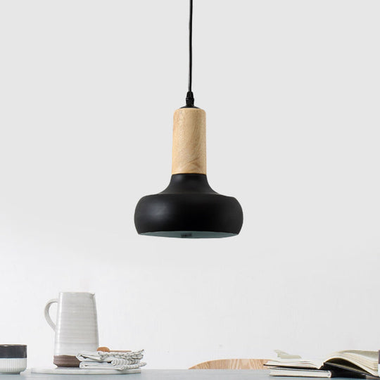 Nordic Style Iron Urn Pendant: Suspended 1-Light Ceiling Fixture Black Finish