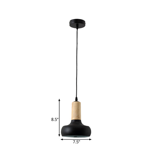 Nordic Iron Urn Pendant - 1 Light Black Finish Ceiling Fixture