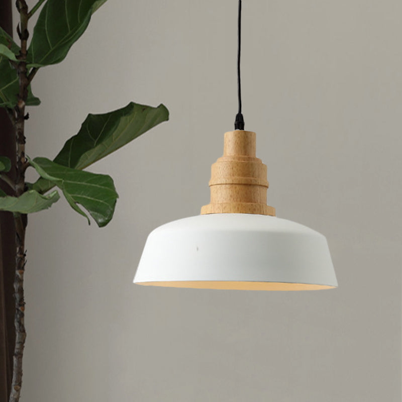 Modern Nordic White Pendant Light With Bowl Iron Shade - Ideal For Restaurants 1-Bulb Hanging