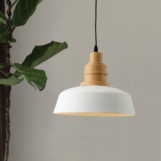 Modern Nordic White Pendant Light With Bowl Iron Shade - Ideal For Restaurants 1-Bulb Hanging