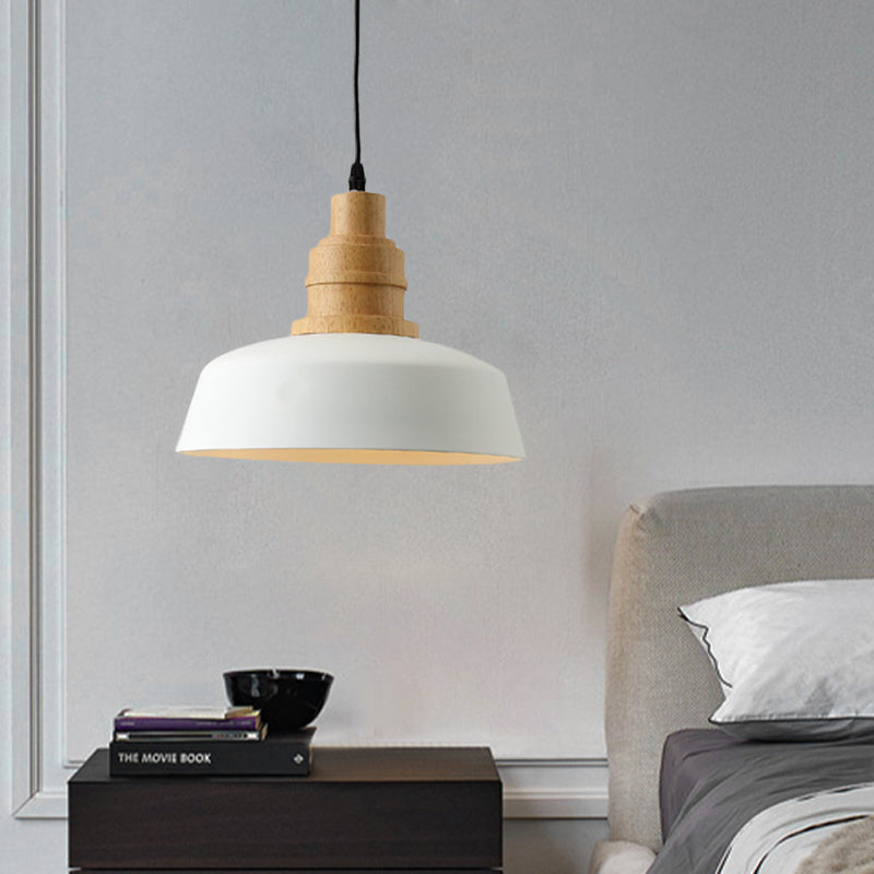 Modern Nordic Restaurant Pendant Ceiling Light With White Finish And Iron Bowl Shade
