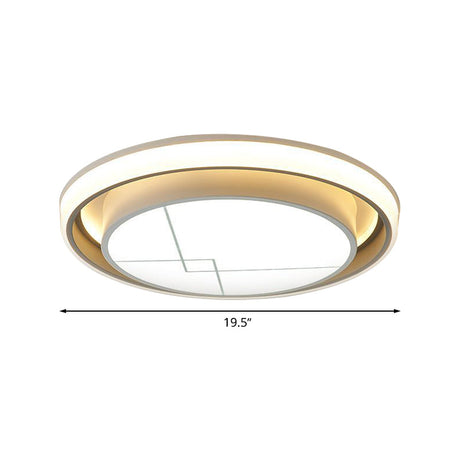 Modern Metal Circle Led Ceiling Flush Mount Light Fixture - White Bedroom Lighting (Warm/White)