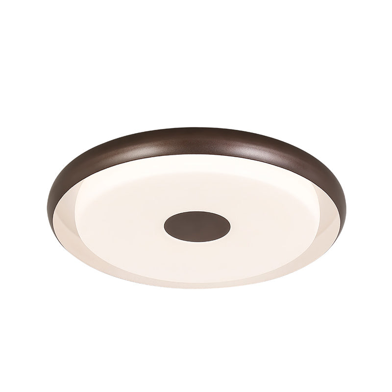 Modern Halo Flush Mount Light Iron Led Bedroom Flushmount Lighting In Coffee (18’/21’ Width)