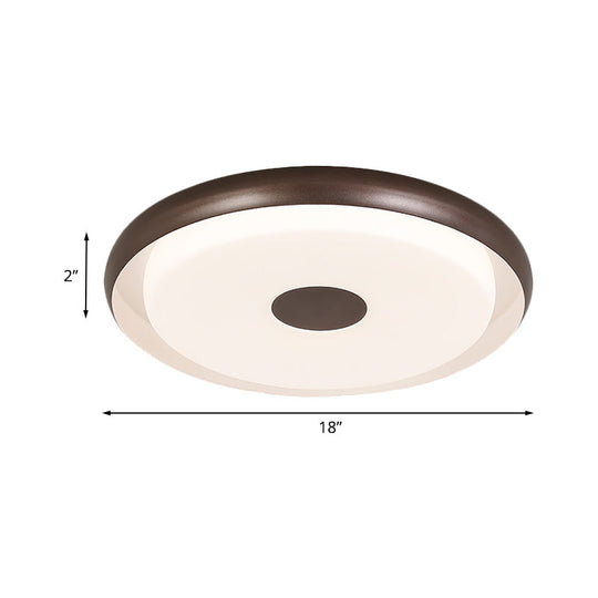 Modern Halo Flush Mount Light Iron Led Bedroom Flushmount Lighting In Coffee (18’/21’ Width)