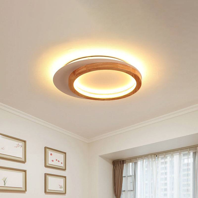 Modern Wooden Led Spotlight Flush Mount Ceiling Light For Living Room - 16’/23.5’ Width