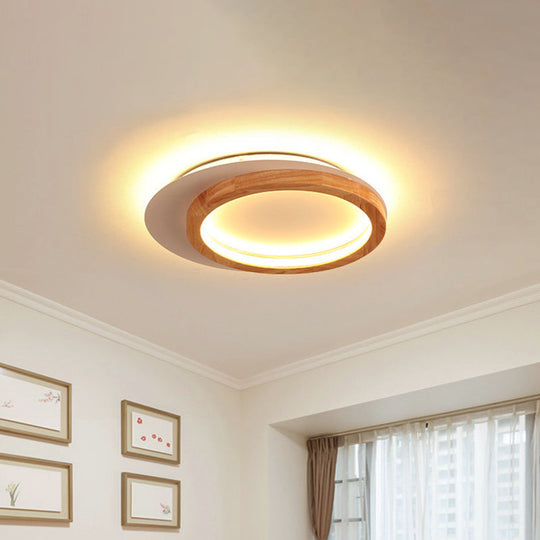 Modern Wooden Led Spotlight Flush Mount Ceiling Light For Living Room - 16’/23.5’ Width