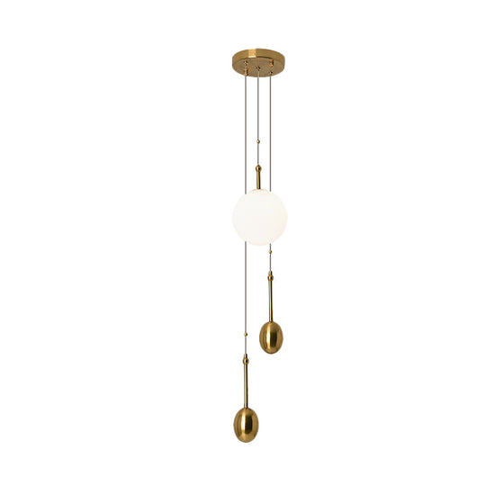 Modern Opal Glass Ball Pendant Light With Gold Modo Deco - Bedside/Ceiling Lamp