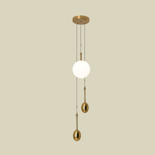 Opal Glass Ball Bedside Pendant Light - Modernist Ceiling Lamp With Gold Modo Deco 1 Fixture