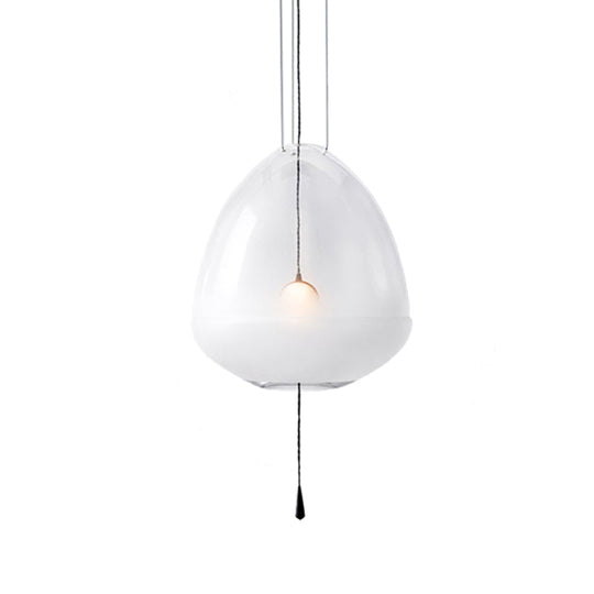 Simple 1-Head Elliptical Bedside Pendant Lamp - Clear Frosted Glass Ceiling Suspension Lighting