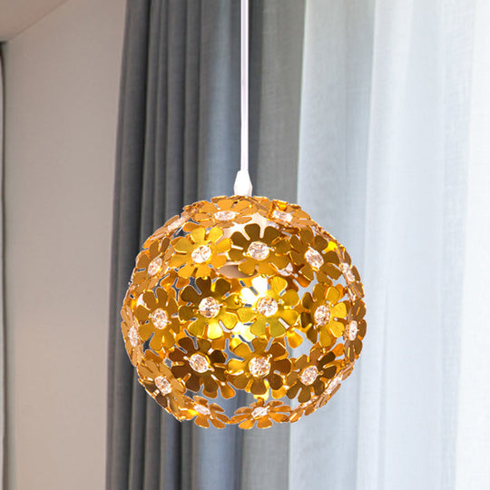 Modernist Silver/Purple/Gold Domed Pendant Ceiling Lamp With Flower Aluminium Shade Gold