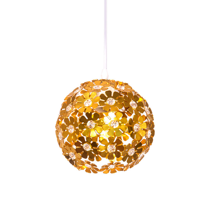 Modernist Silver/Purple/Gold Domed Pendant Ceiling Lamp With Flower Aluminium Shade