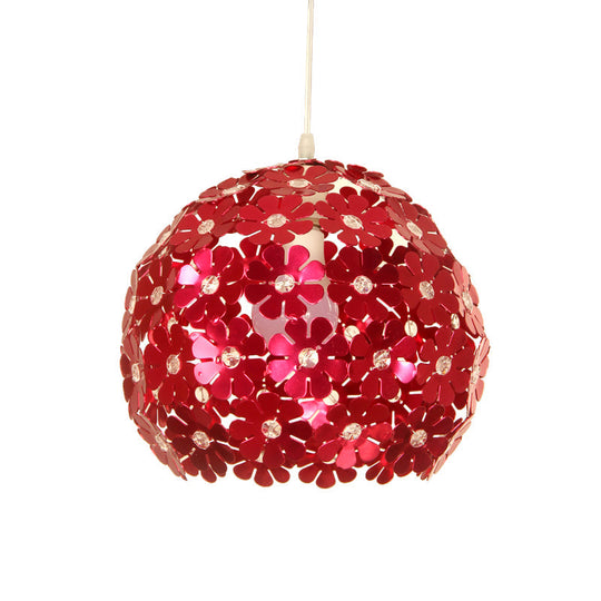 Modernist Silver/Purple/Gold Domed Pendant Ceiling Lamp With Flower Aluminium Shade