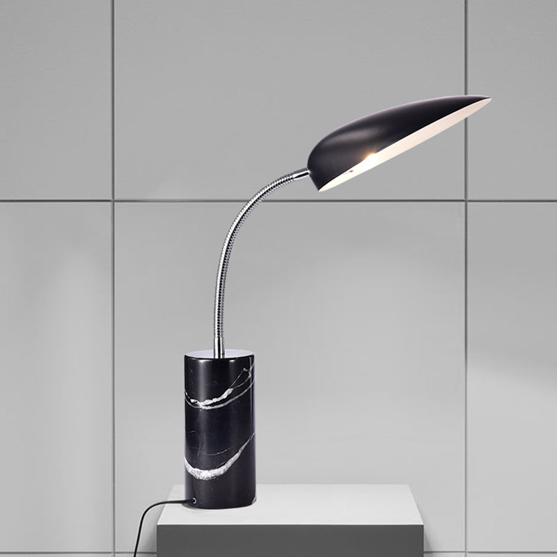 Modern White/Black Finish Led Table Lamp For Study Room - Sharp Tongue Metal Book Light
