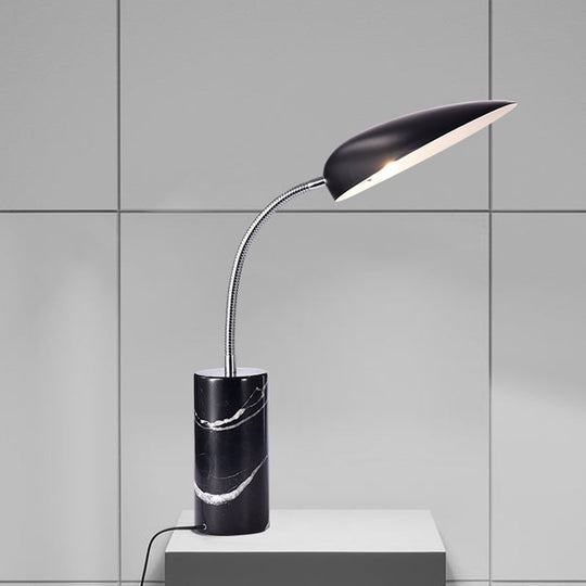 Modern White/Black Finish Led Table Lamp For Study Room - Sharp Tongue Metal Book Light