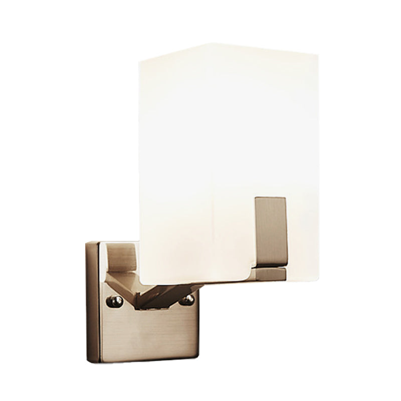 Frosted Glass Wall Sconce With Modern Nickel Mount 1 Light