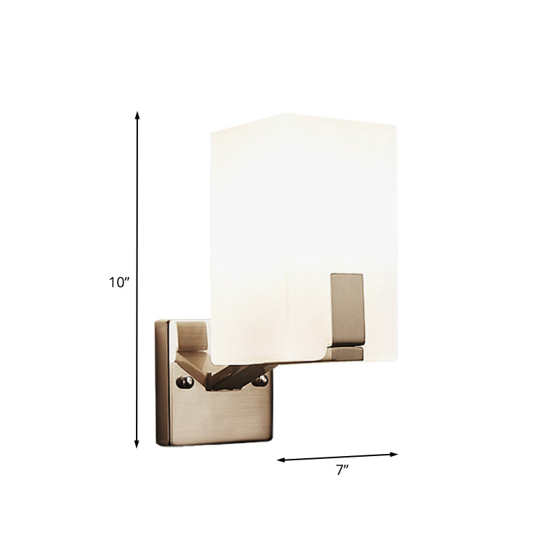 Frosted Glass Wall Sconce With Modern Nickel Mount 1 Light