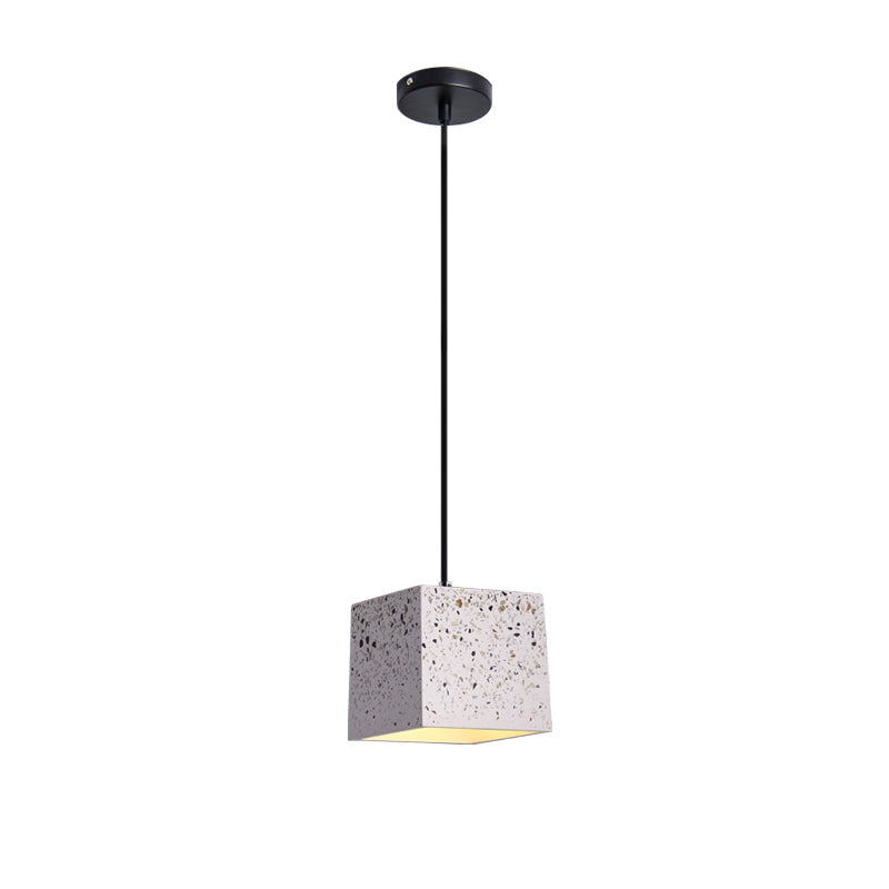 White Cube Pendant Light - Modern Nordic Terrazzo Ceiling Lamp For Restaurants