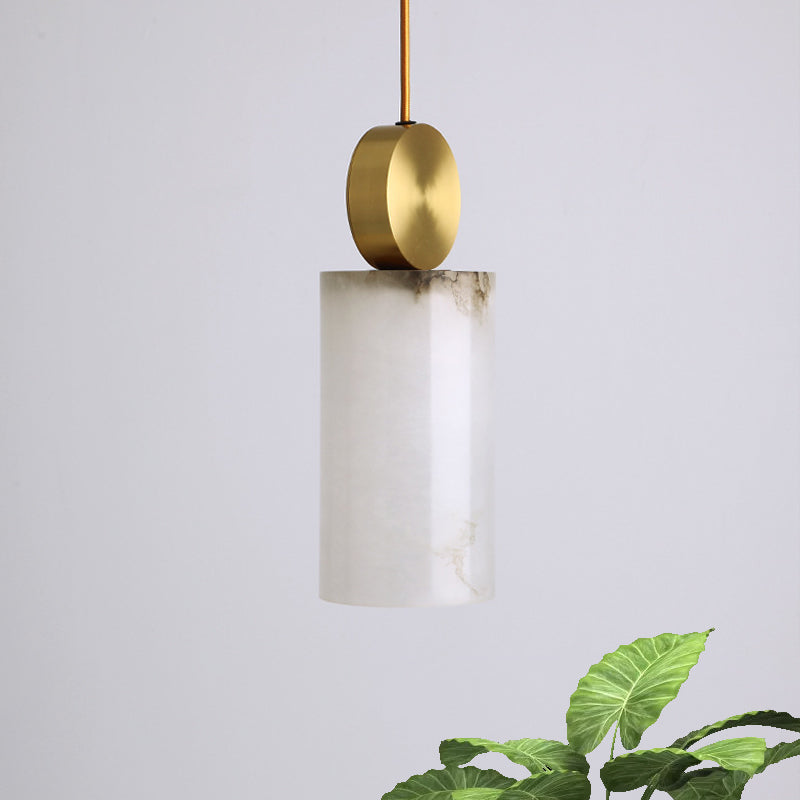Modern Marble Bedside Pendant Lamp Kit: White With Gold Accent