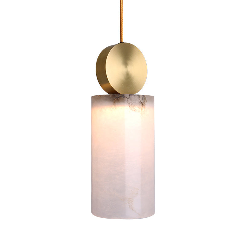 Modern Marble Bedside Pendant Lamp Kit: White With Gold Accent