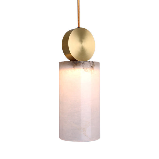 Modern Marble Bedside Pendant Lamp Kit: White With Gold Accent