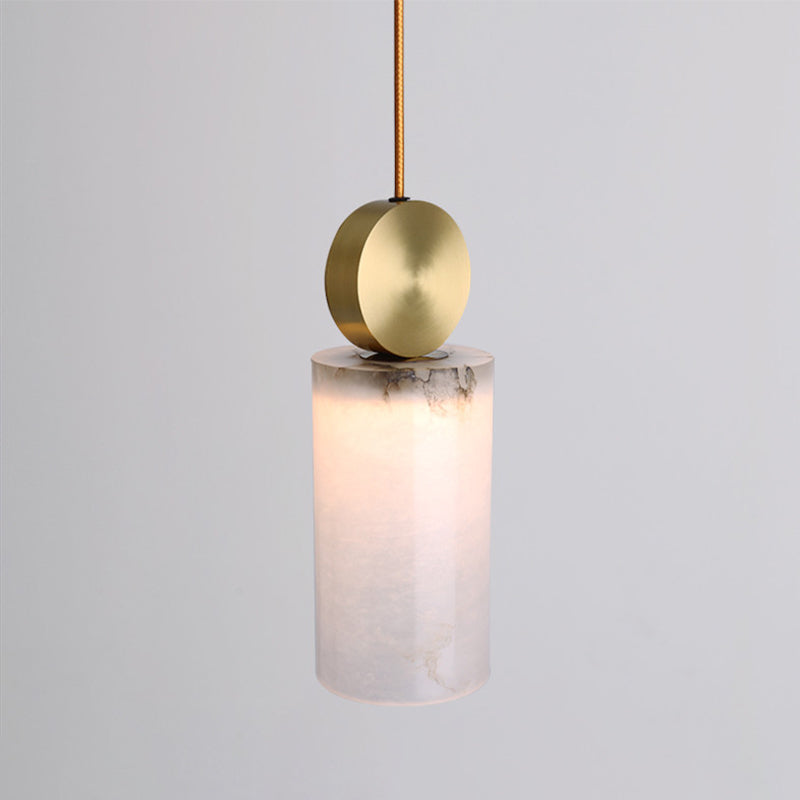 Modern Marble Bedside Pendant Lamp Kit: White With Gold Accent