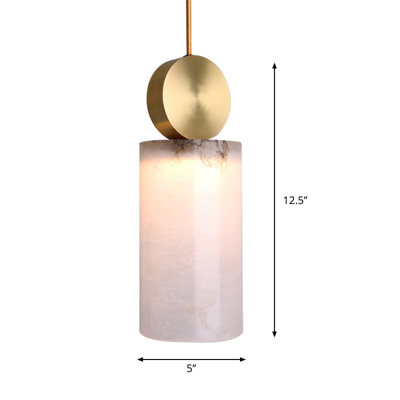 Modern Marble Bedside Pendant Lamp Kit: White With Gold Accent