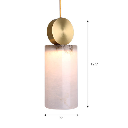 Modern Marble Bedside Pendant Lamp Kit: White With Gold Accent