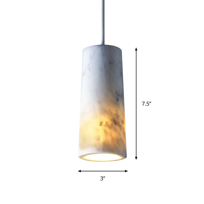 Minimalist Marble Tube Pendant Light With 1 Bulb - White