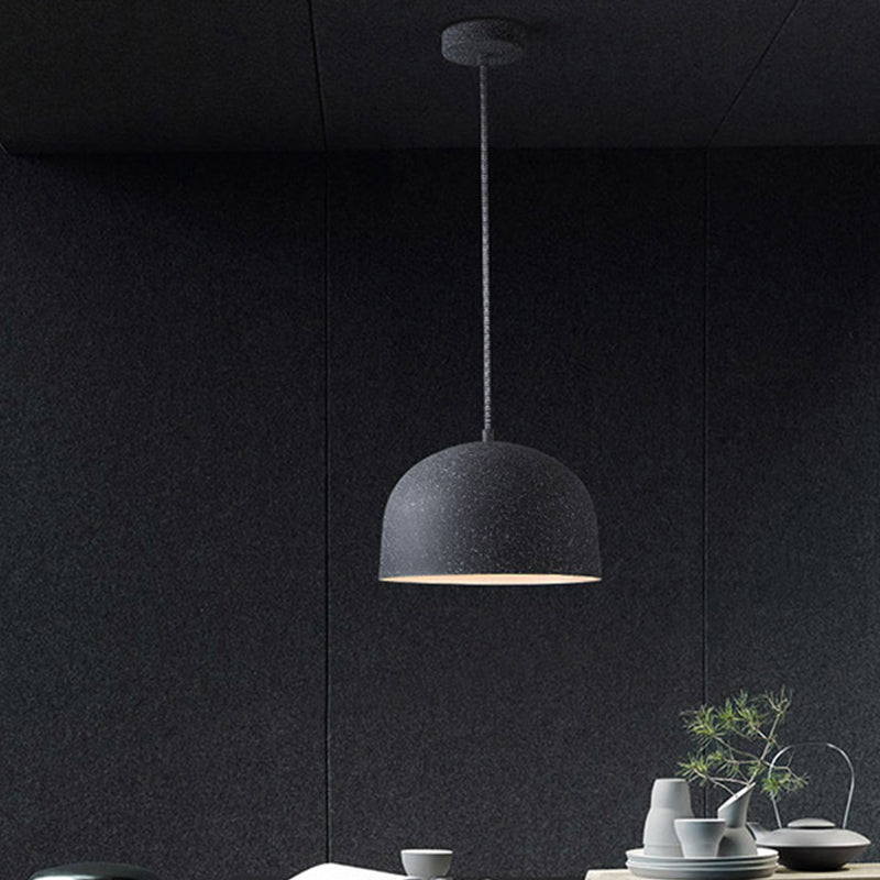 Minimalist Pendant Light Kit - Black/Grey Finish Dome Ceiling Hang Fixture With Iron Shade