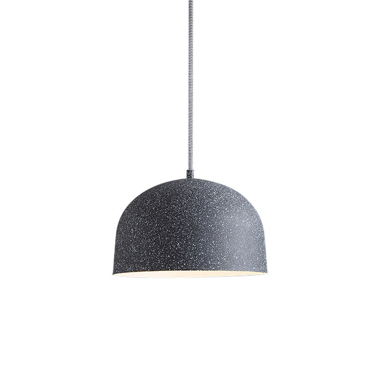 Minimalist Pendant Light Kit - Black/Grey Finish Dome Ceiling Hang Fixture With Iron Shade