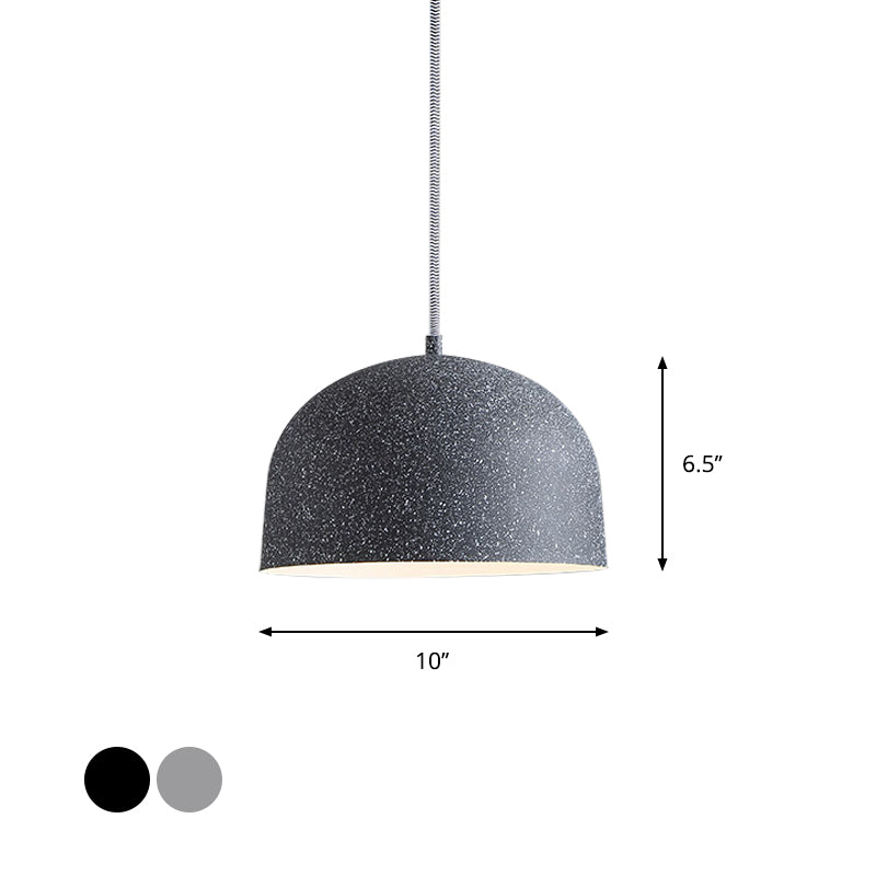 Minimalist Pendant Light Kit - Black/Grey Finish Dome Ceiling Hang Fixture With Iron Shade