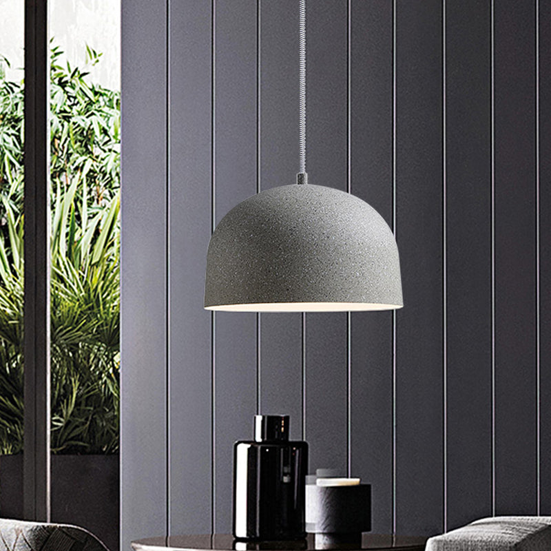 Minimalist Pendant Light Kit - Black/Grey Finish Dome Ceiling Hang Fixture With Iron Shade
