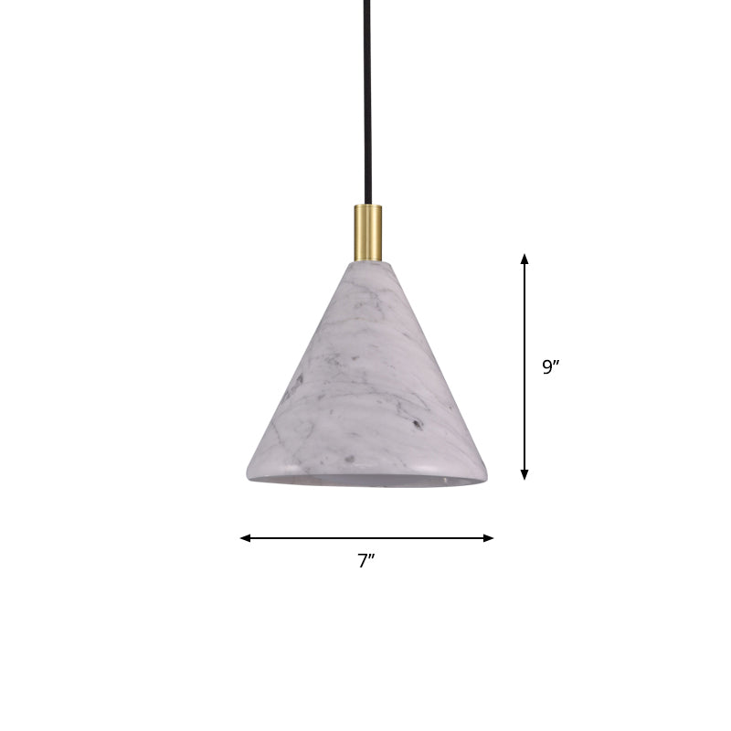 Modern Cement Cone Pendant Lighting- 1 Head White Led Ceiling Suspension Lamp For Bedside