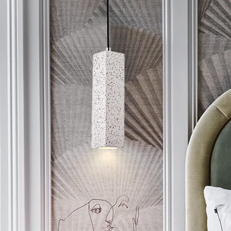 Sleek Nordic Marble 1-Head Pendant Light In White - Modern Slim Design For Bedside Led Ceiling Lamp