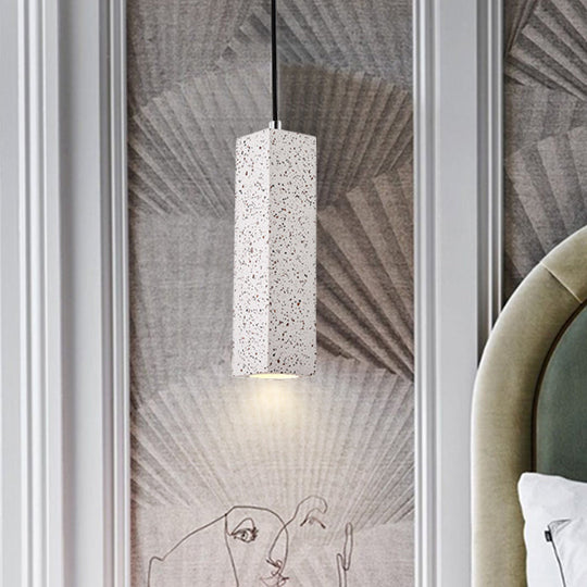 Sleek Nordic Marble 1-Head Pendant Light In White - Modern Slim Design For Bedside Led Ceiling Lamp