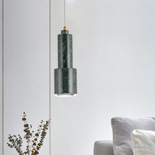 Sleek White/Green Tube Hanging Ceiling Light - Minimalist Nordic Style Pendant Lamp For Living Room