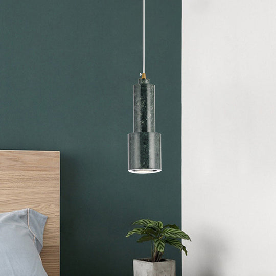 Sleek White/Green Tube Hanging Ceiling Light - Minimalist Nordic Style Pendant Lamp For Living Room