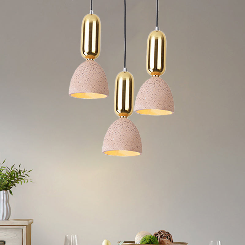 Macaron Pendant Light With Terrazzo Domed Shade In White/Black/Pink For Dining Room Ceiling