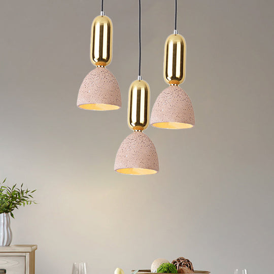 Macaron Pendant Light With Terrazzo Domed Shade In White/Black/Pink For Dining Room Ceiling