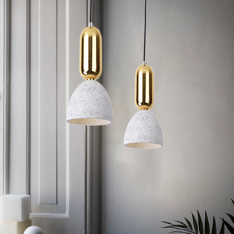 Macaron Pendant Light With Terrazzo Domed Shade In White/Black/Pink For Dining Room Ceiling