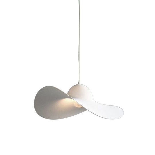 Modern Hat Shaped Pendant Light - Acrylic 1-Light Suspension Lamp For Bedroom In White/Grey