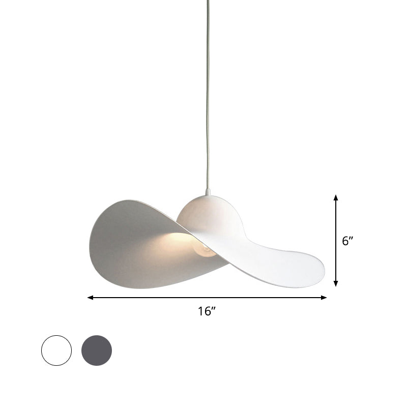 Modern Hat Shaped Pendant Light - Acrylic 1-Light Suspension Lamp For Bedroom In White/Grey