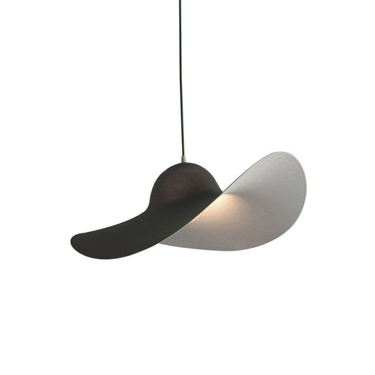 Modern Hat Shaped Pendant Light - Acrylic 1-Light Suspension Lamp For Bedroom In White/Grey