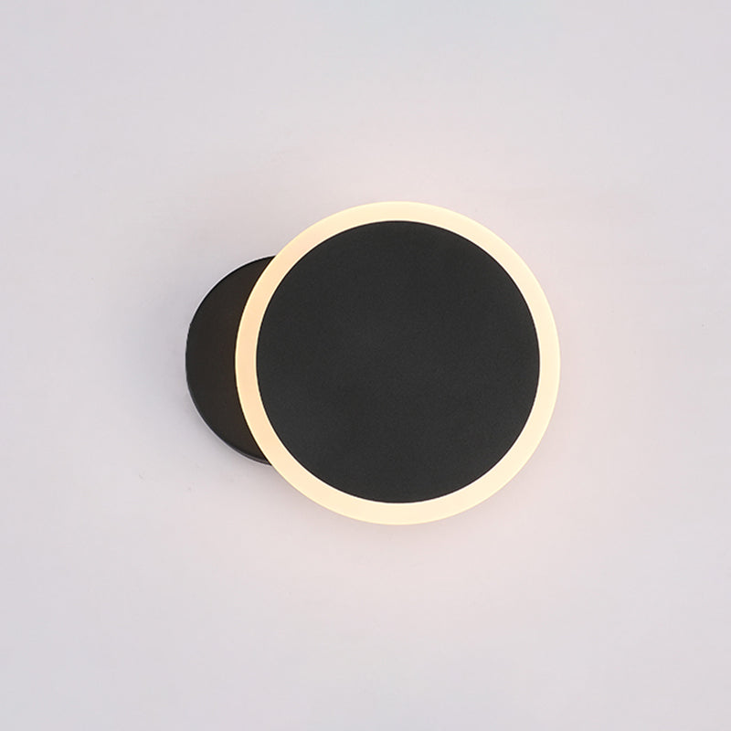 Minimalist White/Black Round Led Wall Sconce With Warm/White Light - Acrylic Mounted Lamp Fixture