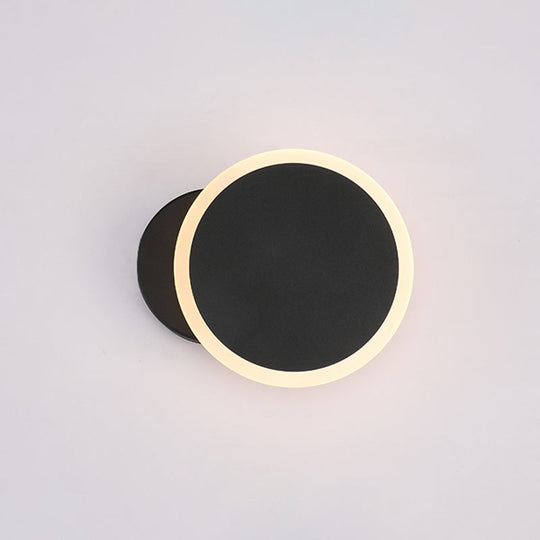 Minimalist White/Black Round Led Wall Sconce With Warm/White Light - Acrylic Mounted Lamp Fixture